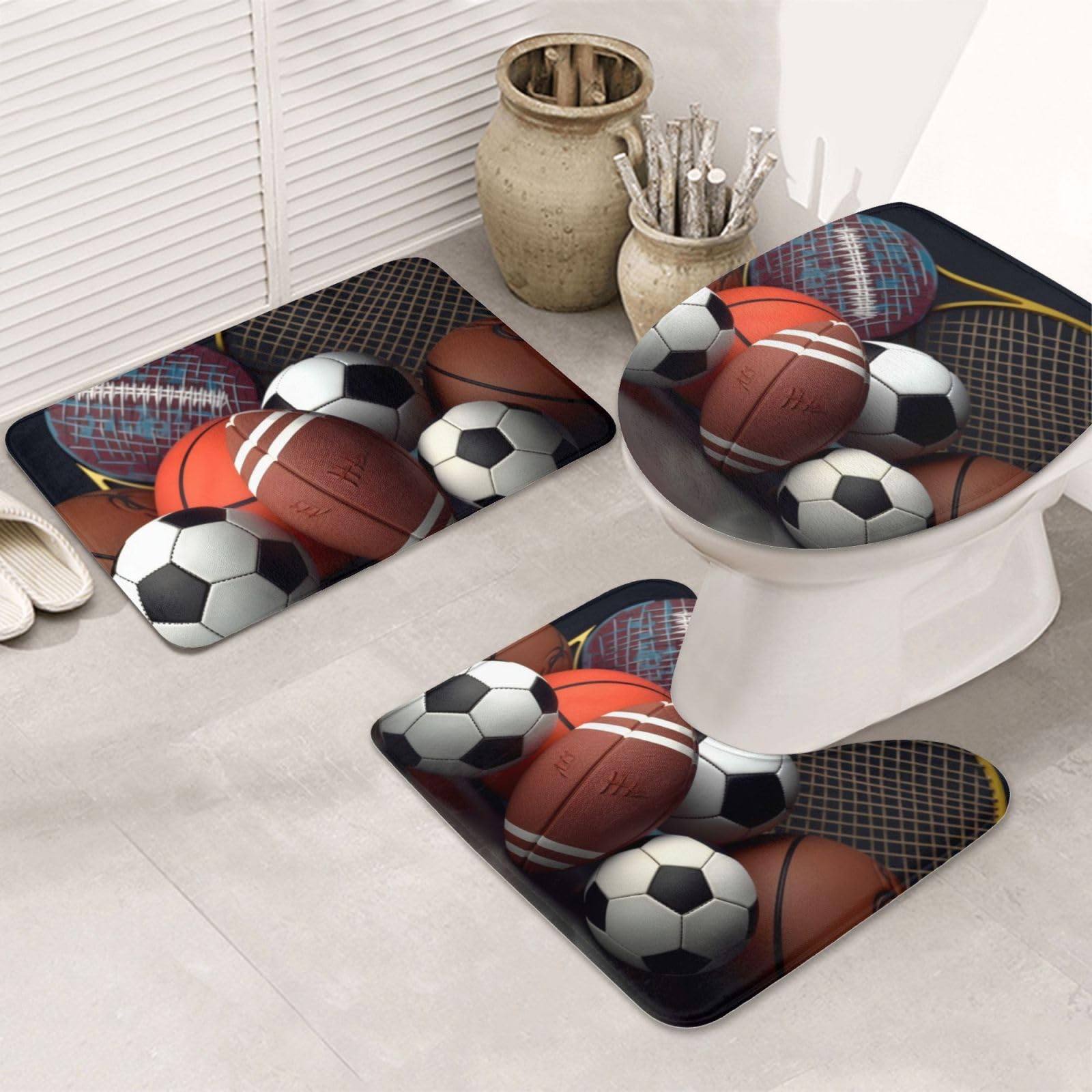 Tapis de salle de bain sport pour sol mouillé et glissant lot de 3 antidérapant