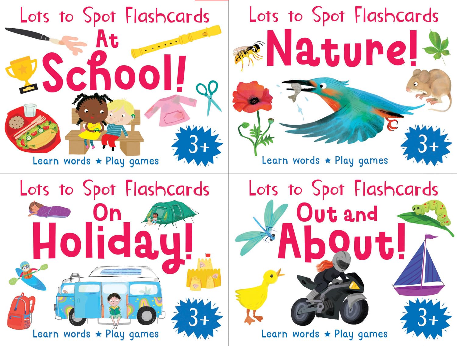 Miles Kelly Lots To Spot Flashcards Tray: My Busy Day 4 Pack (At School, Nature, Out And About, On Holiday)