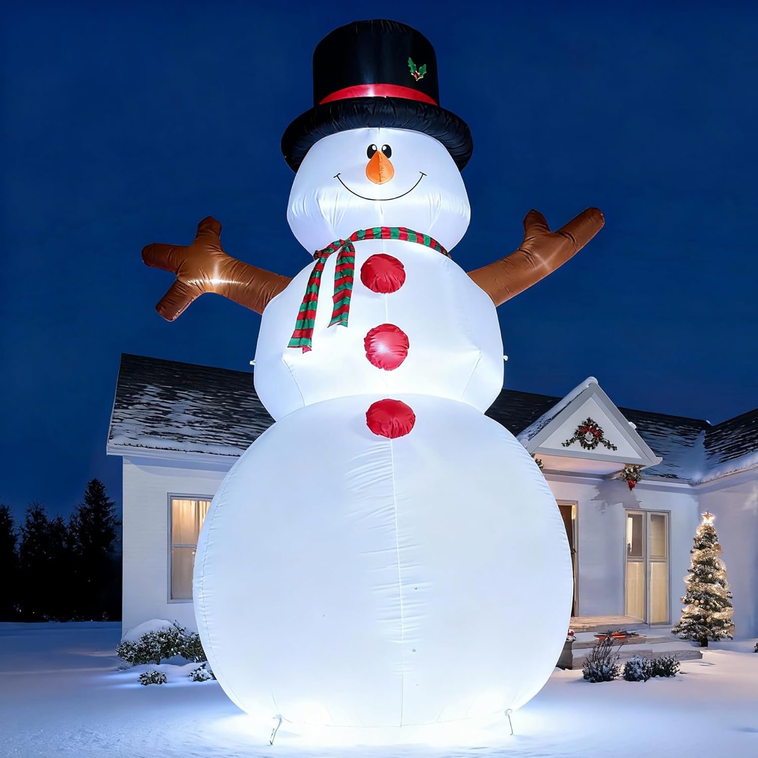 14.5 FT Christmas Snowman, Huge Blow Up Snowman Inflatable Decor, Lighted Xmas Inflatables for Lawn Yard Holiday Party