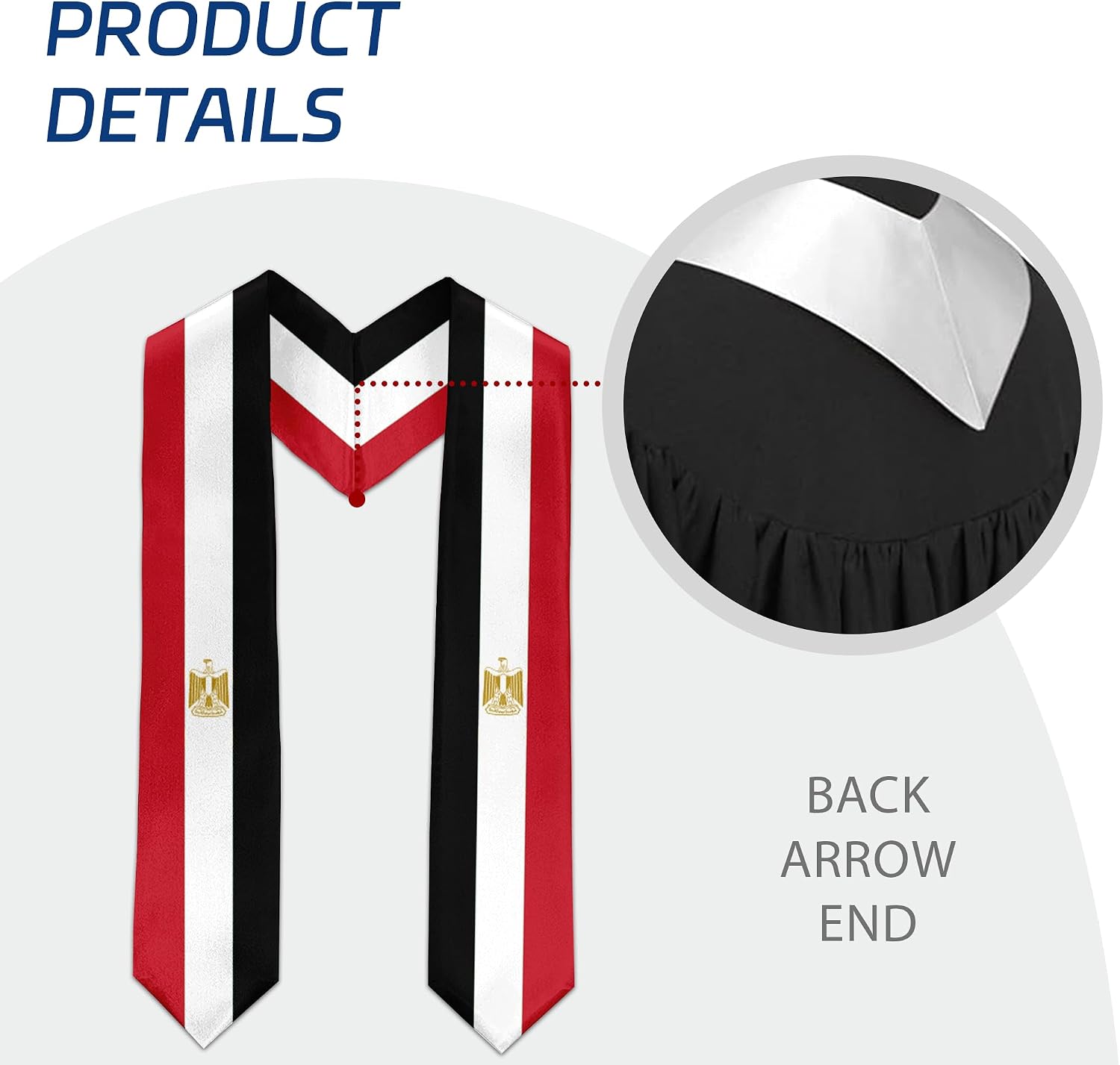 Graduation Satin Stole Scarf with National Flag Design, 72" Sash for International Graduate