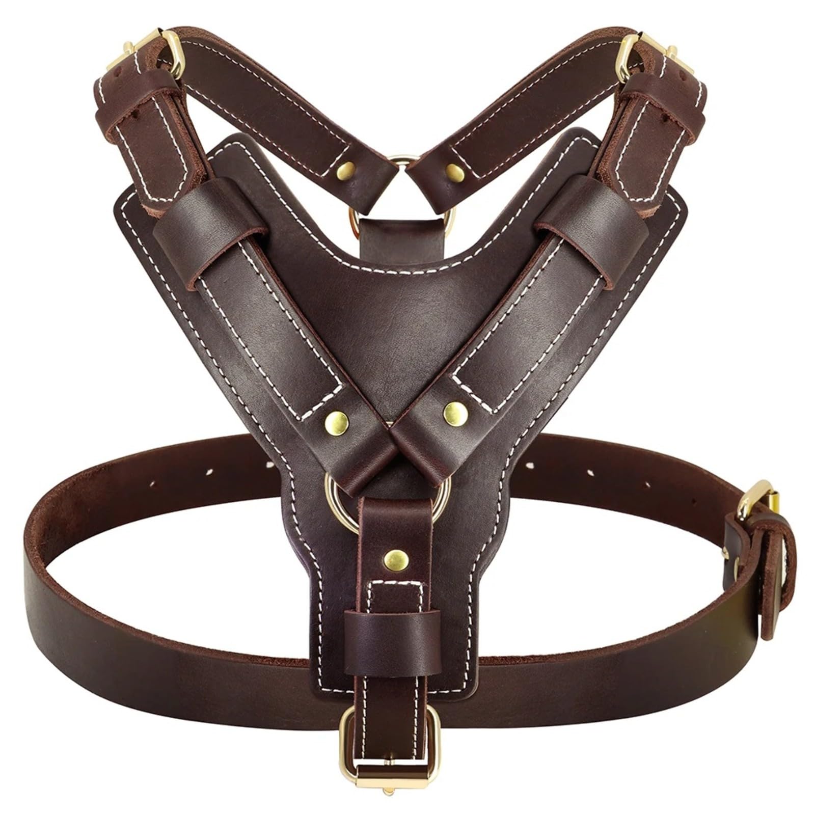 Arnés para Perros De Cuero con Anillos En D Y Hebillas Ajustables Arnés para Mascotas De Uso Pesado Ajustable para Perros Grandes Ideal para Caminar, Entrenar Y Actividades Diarias
