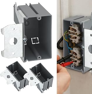 3 Pcs Adjustable Single Gang Electrical Box 1 Gang Electrical Outlet Box with Brackets 14cu Inch PVC Grey Plastic Electrical Boxes ETL Listed Old Work Outlet Juction Box for Home Improvement