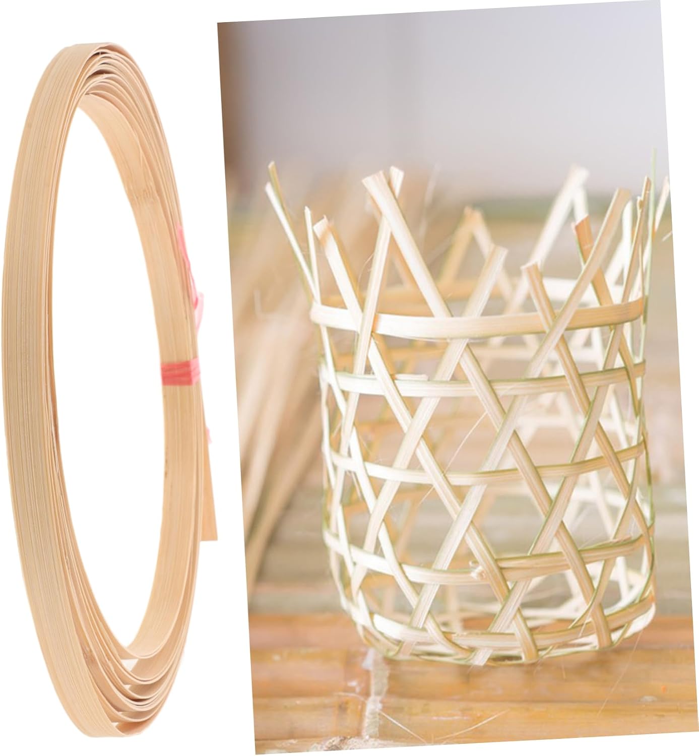 2 Rolls DIY Weaving Material Strips for Handmade Crafts Wide Thick Natural Ribbon for Basket Making Furniture Repair Floral Art and Home Decoration Supplies