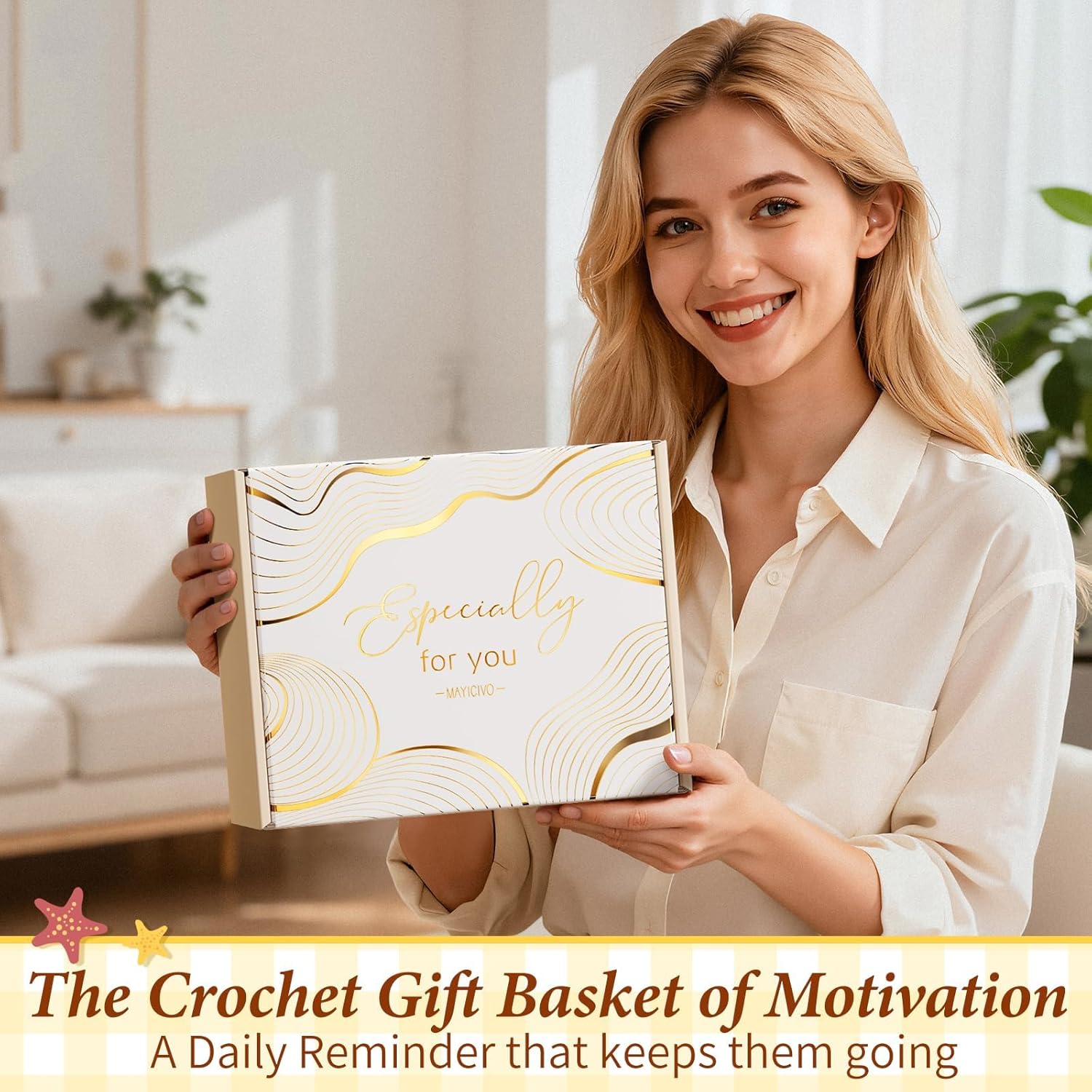 6PCS Emotional Support Positive Crochet Inspirational Cheer Up Gifts for Women, Handmade Positive Crochet Gift Thank You Birthday Teacher Appreciation Easter Gifts for Coworker Nurse Mom Friends Wife