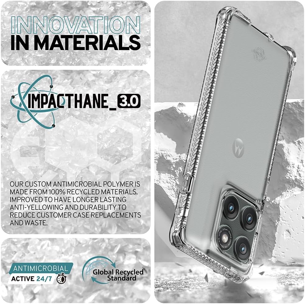 ITSKINS Spectrum R // Clear Protective Phone Case for Motorola Edge (2025), Anti-Yellowing, Shockproof Cover, and Military Grade Protective Phone Case - Transparent