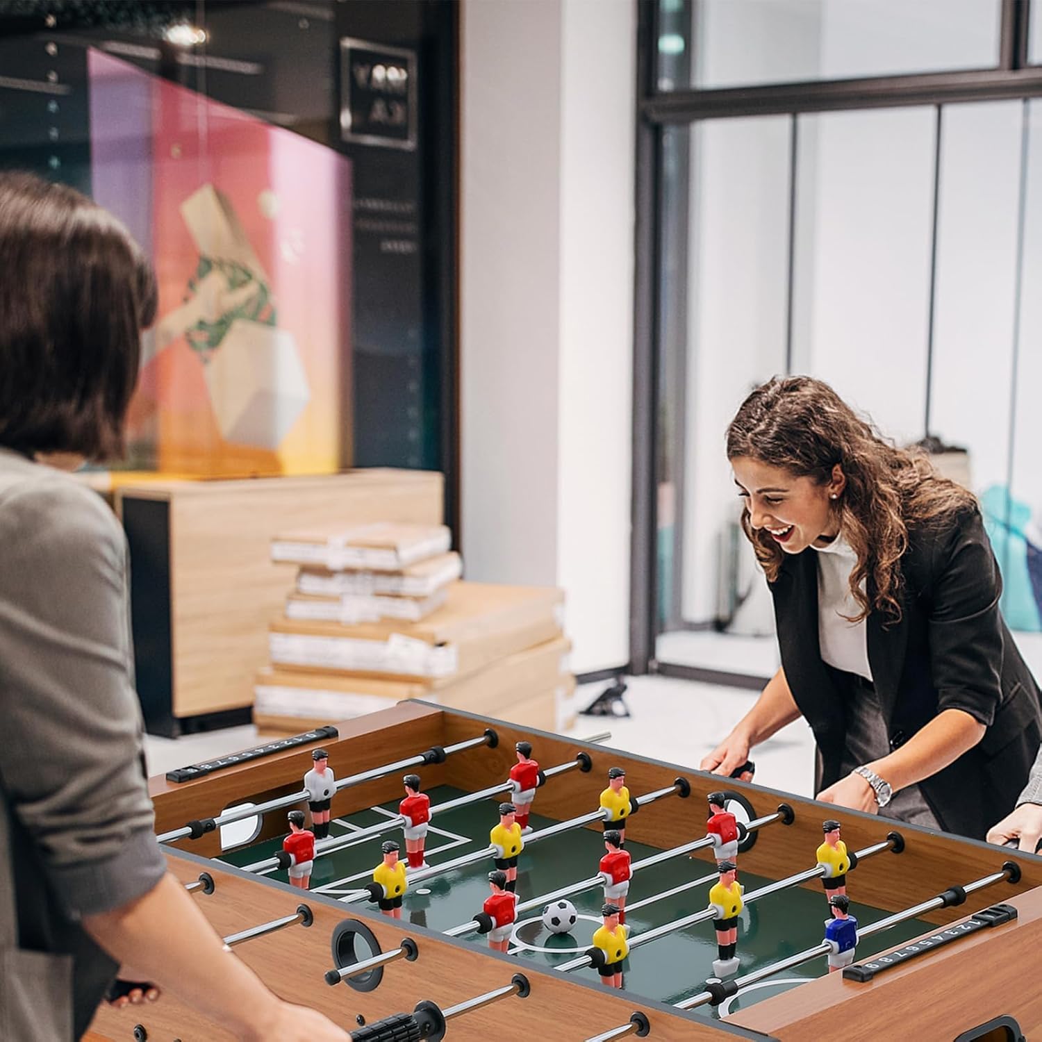 FANTASK 4 in 1 Spieltisch, multifunktionaler hölzerner Billardtisch & Tischtennistisch & Airfield Hockeytisch & Kickertisch