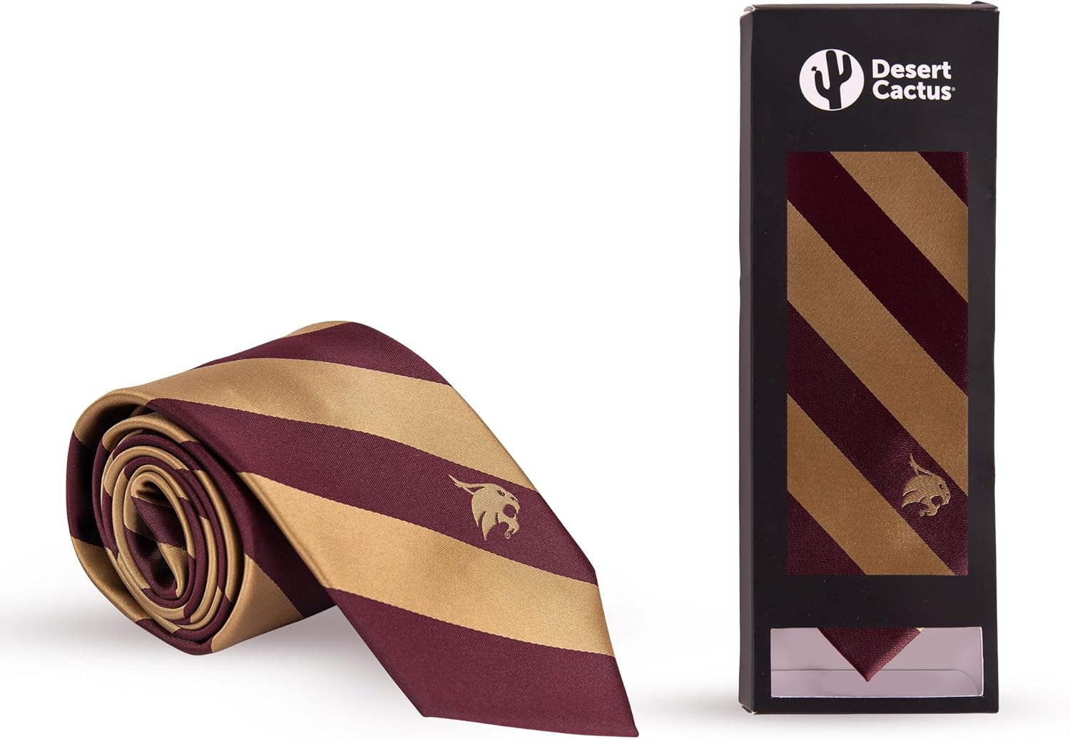 Desert Cactus Texas State University Neck Tie TXST Bobcats 100% Polyester Necktie with Logo, Officially Licensed - Image 4