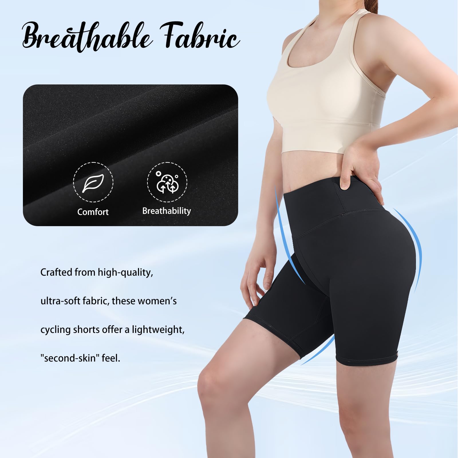 Ynport Crefreak Pantaloncini da Ciclismo Donna Vita Alta Confezione da 3 - Pantaloncini Sportivi Elastici per Corsa, Gym e Allenamenti - Abbigliamento Sportivo Morbido e Comodo