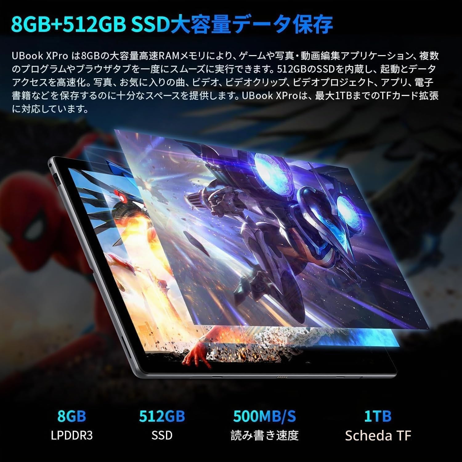 UBook XPro 2023 Tablet PC, 13 pouces, 8GB+512GB, Windows 11 Intel Core i5-10210Y Quad-Core CPU, senza scheda grafica