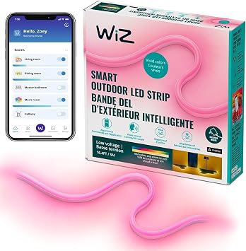WiZ Connected 16 ft Outdoor LED Light Strip Base Kit with Plug - Flowing Multicolor LED Color-Changing Light Strip For Your Smart Home - Control App - Works with Voice