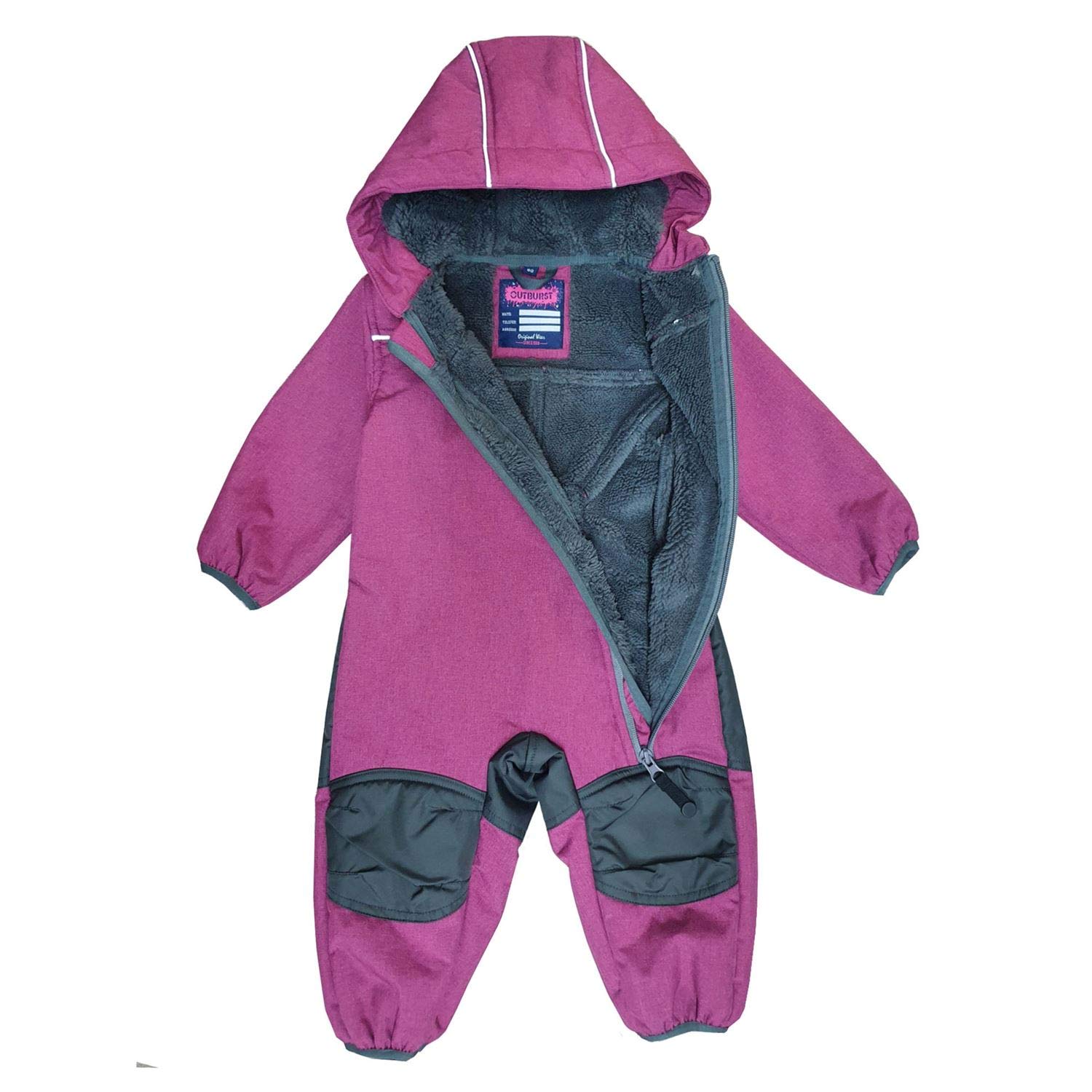 Outburst - Baby Kinder Mädchen Softshell-Overall Schneeanzug gefüttert wasserdicht 10.000 mm Wassersäule atmungsaktiv Winddicht, Berry Mel. - 1414403167