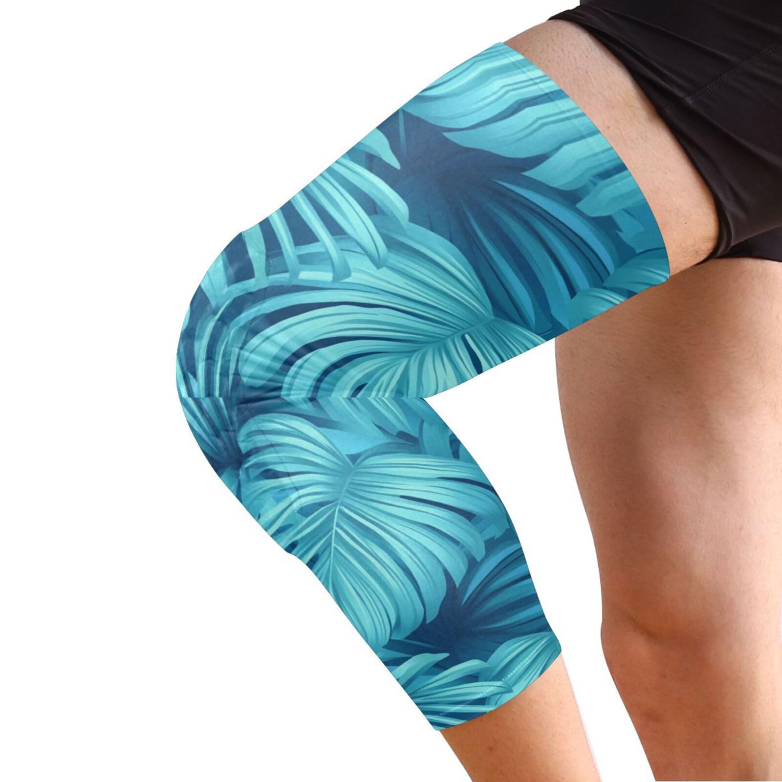 JUNZAN Monstera Teal Basketball Knee Pads for Youth Kids Wrestling Knee Pads with Sleeves Sport Kneepads for Volleyball Football