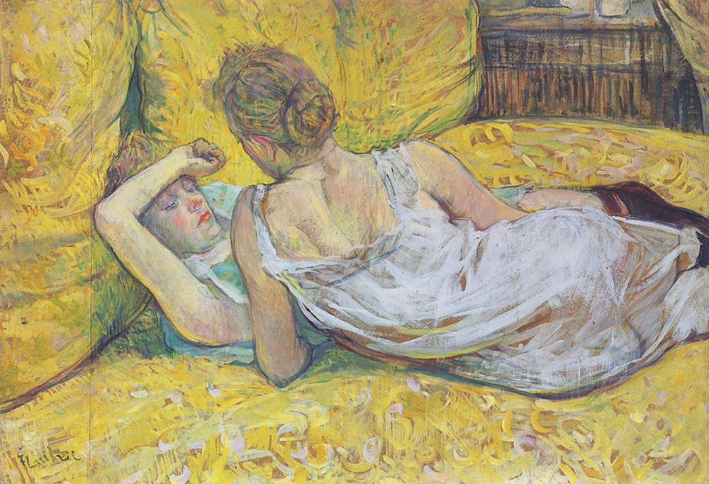 Lying on A Yellow Bed poster Lautrec moyen format mat pour déco murale post-impressionniste