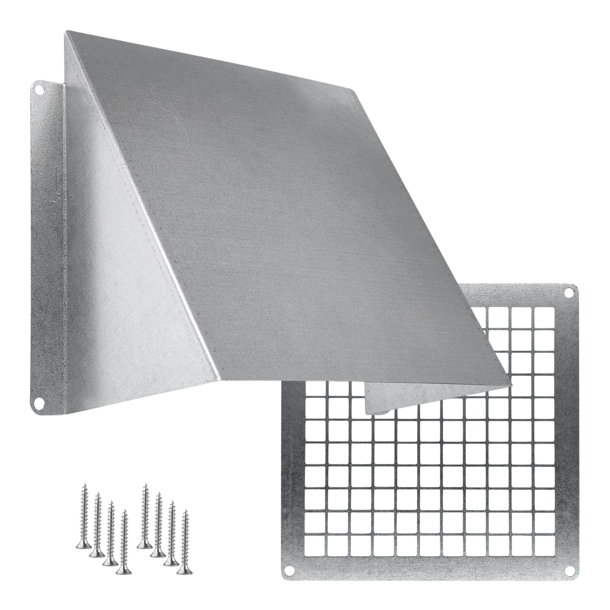 Outdoor Dryer Vent Cover with Mesh 6x6 inch - Metal Wall Rain Cover with Bird Protection Guard - Galvanized Steel Vent Hood with Grid - Weatherproof Exhaust Grille for Duct Openings — image 1