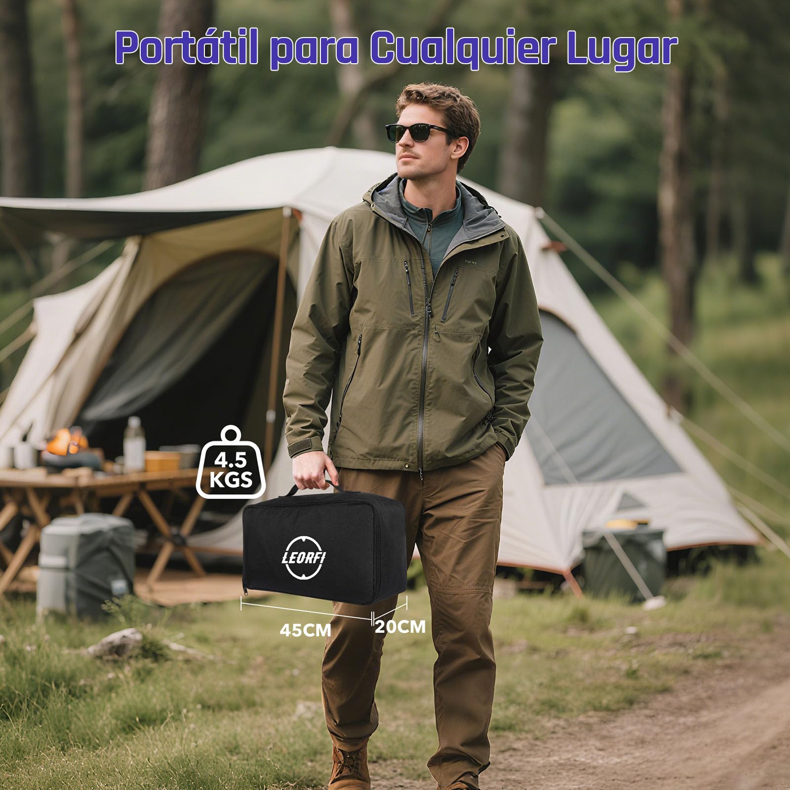 Pantalla de Proyección Portátil 120 Pulgadas con Trípode – LEORFI para Interior y Exterior, Tela de Proyección 4K HD 16:9 Modo Front/Rear, Ligera con Bolsa de Transporte y Accesorios de Fijación