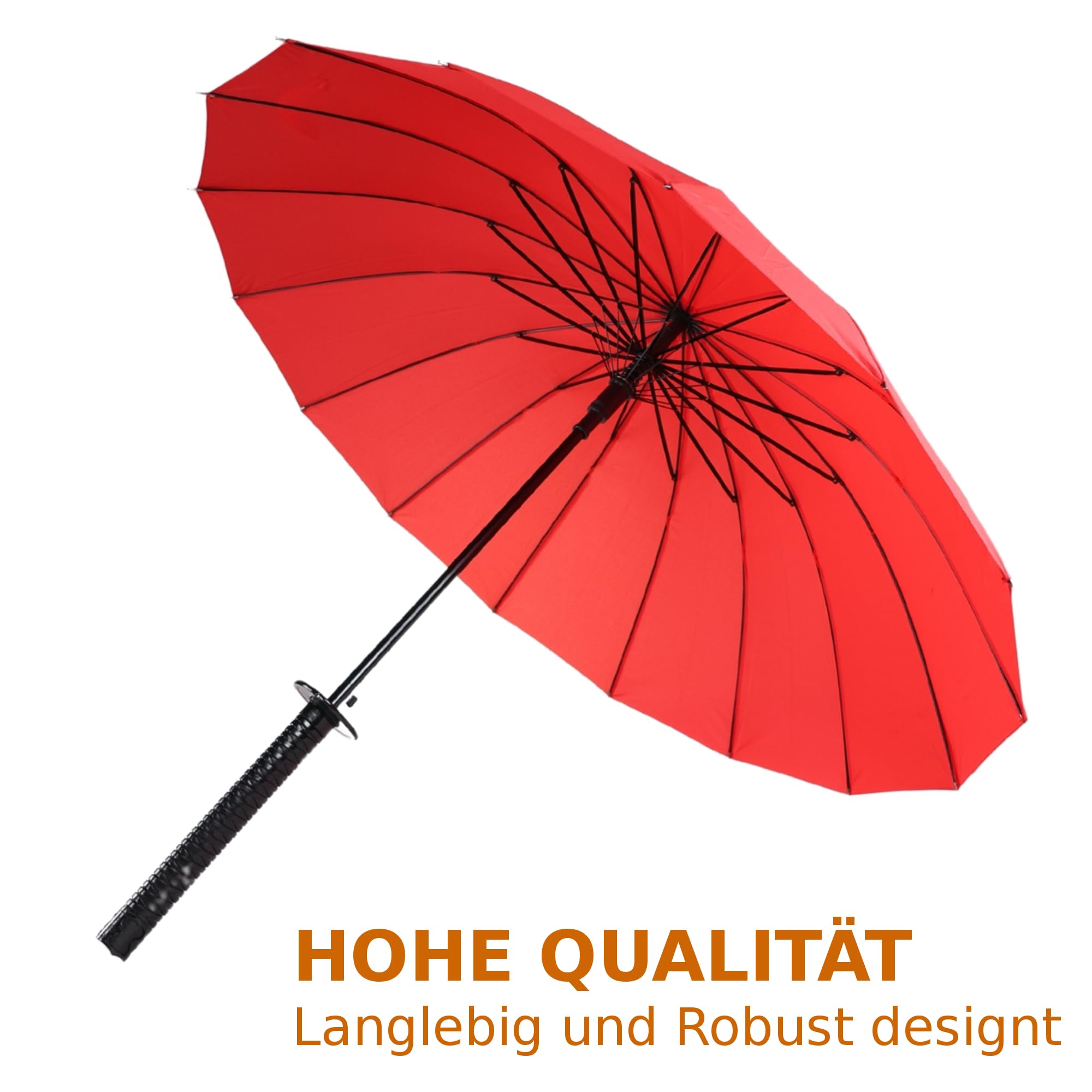 Japanwelt Samurai Katana-Regenschirm Groß I Japanischer Schirm Mit Samuraischwert, Anime Japan Gurt, für Erwachsene & Kinder, 100 cm Durchmesser