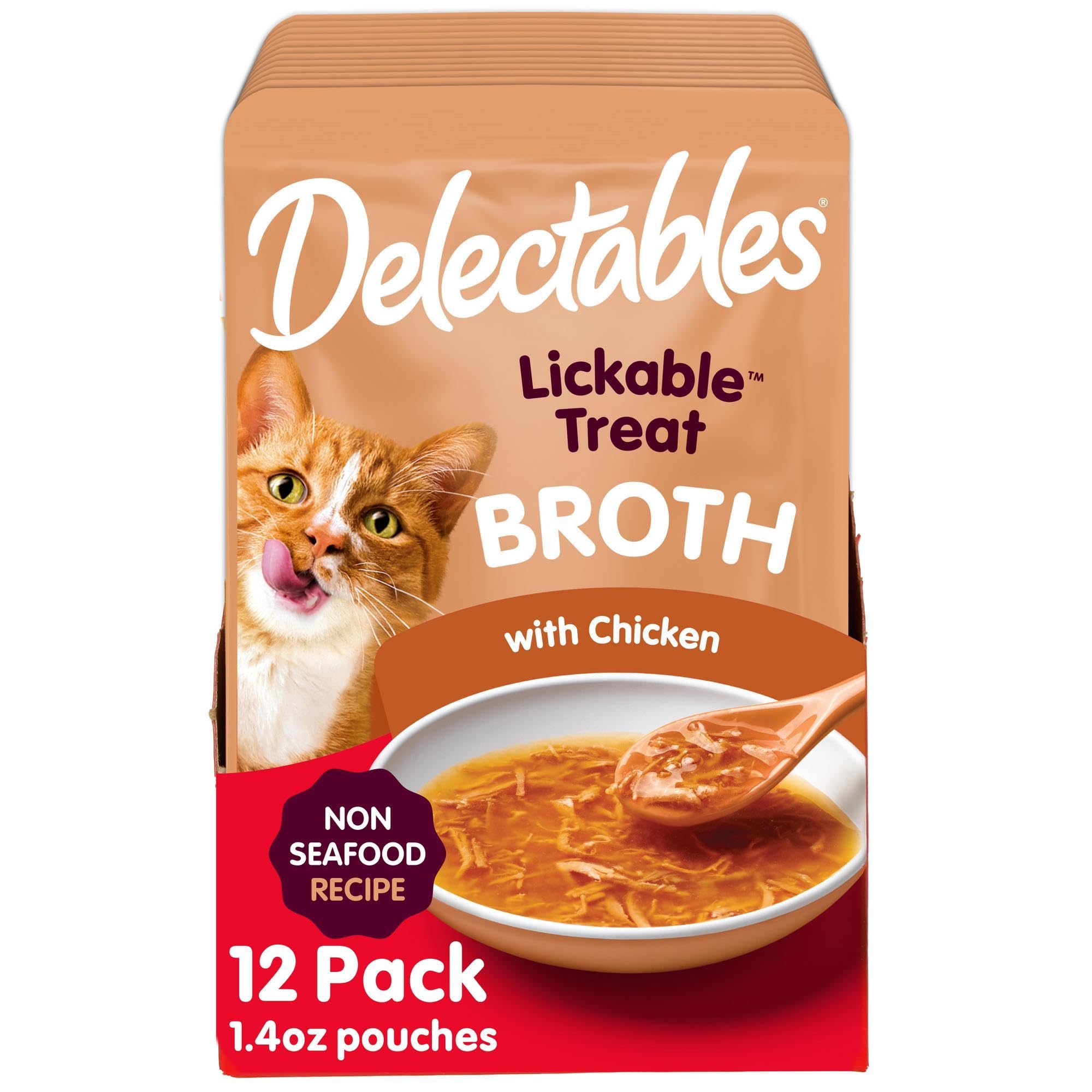 Hartz Delectables Savory Broths NonSeafood Chicken Lickable Wet Cat Treats, 12 Count