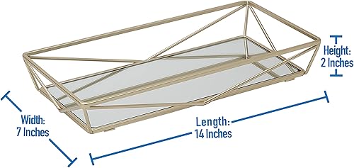 Miniatura 6 de Home Details Bandeja de tocador de diseño geométrico  Espejo  Organizador de cosméticos y joyas  Cómoda  Escritorio  Perfume  Decorativo  Oro