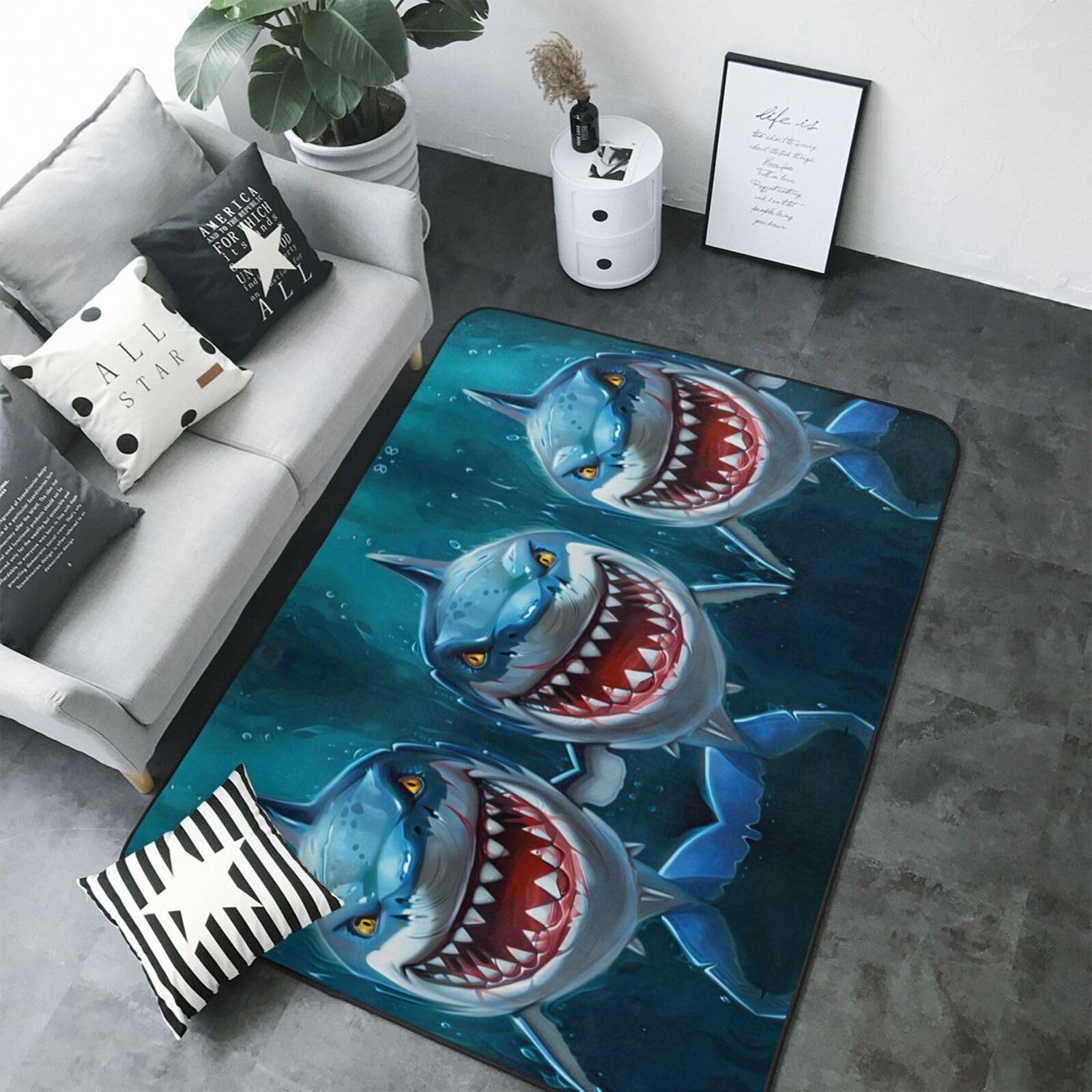 Tapis requin lavable pour éviter les glissades dans le salon