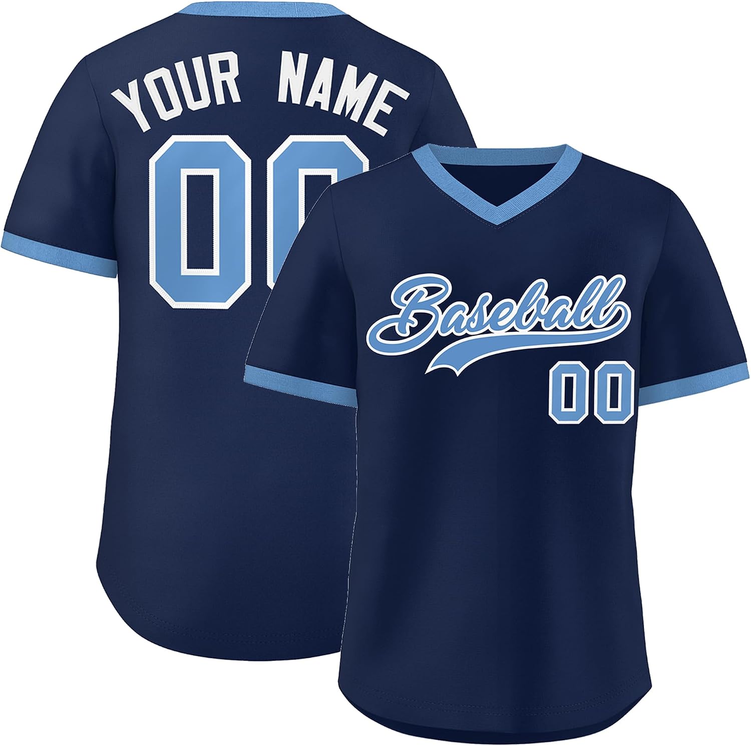 Custom Baseball Jersey Stitched/Printed Personalized Team Name Number Hip Hop Athletic V-Neck Shirts for Men Women Boy