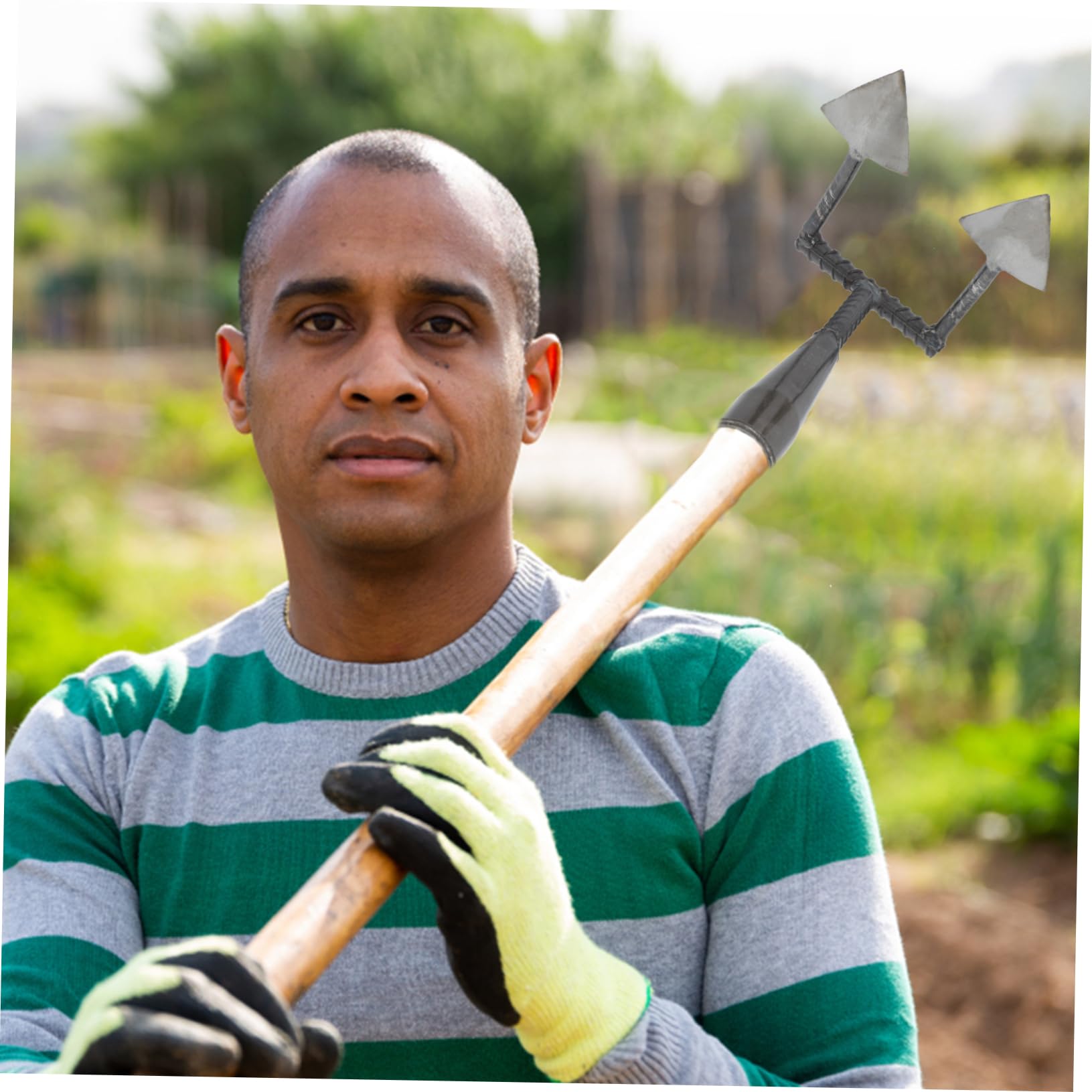 Kisangel Azada Triangular Duradera para Jardinería Herramienta Manual para Plantar Flores Zanjas y Abonar Diseño Integral Resistente para Huertos y Invernaderos