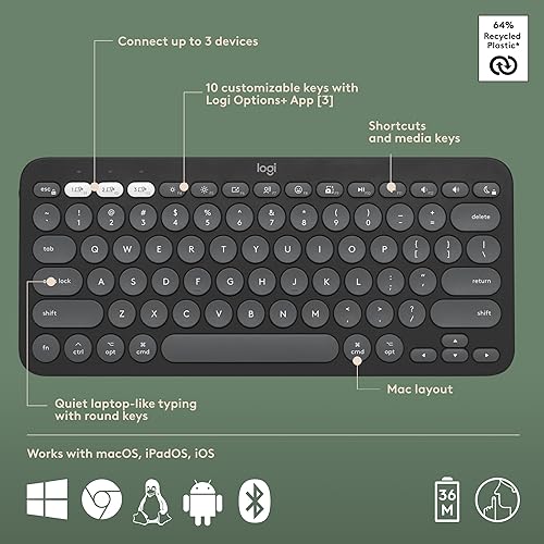 Miniatura 6 de Logitech Pebble 2 Combo para Mac, teclado y mouse inalámbricos, delgado, silencioso y portátil, personalizable, mouse y teclado Bluetooth, fácil de