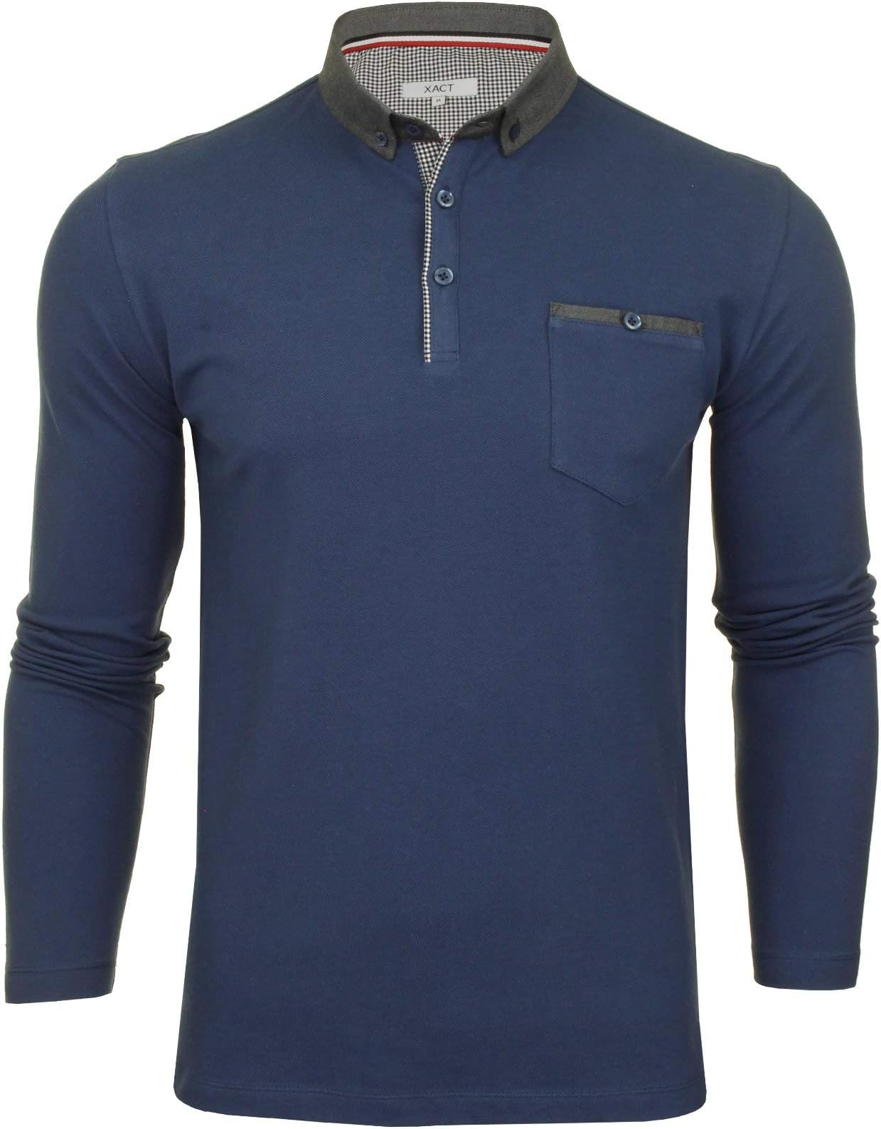 Xact Mens Long Sleeved Button Down Collar Polo T-Shirt