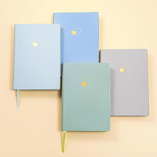 Miniatura 52 de CAGIE Cuaderno rayado para mujeres y niñas, 256 páginas, lindo diario con diarios de cuero en forma de corazón para escribir cuadernos A5 de tapa 02
