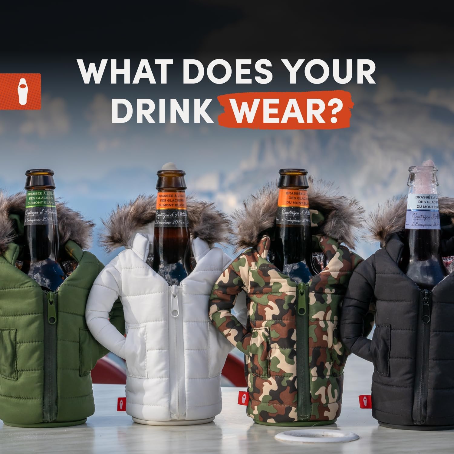 Puffin The Pahka Bundle - Insulated 12oz 16oz Can Cooler I Beer Bottle & Soda Can Insulator, Keep Drinks and Beverages Cold, Black/White