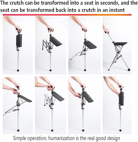 Miniatura 3 de Bastón de asiento plegable ajustable de aleación de aluminio para senderismo, portátil, ligera, silla para adultos mayores