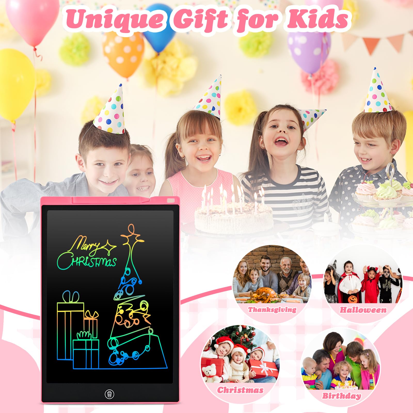 LCD Schreibtafel Kinder 12 Zoll,cimetech Zaubertafel mit Stift, Elastisches Seil, Augenschutz Maltafel mit Sperr-& Löschfunktion Weihnachten Kinder Geschenke Spielzeug 3 4 5 6 7 8 jahre Mädchen Junge - 5