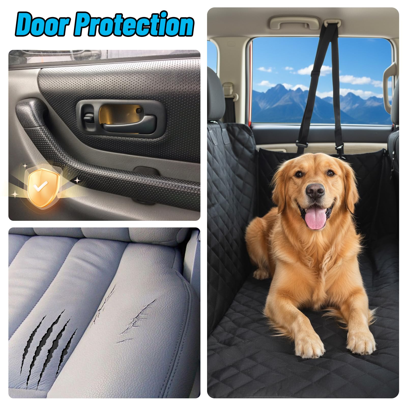 Afcabakila Dog Car Seat Cover for Back Seat with Mesh Window, Waterproof Dog Hammock, 600D Heavy Duty Pet Seats Cover with Side Flap, Anti-Scratch Nonslip Pet Seats Protector for Cars Trucks SUV - image 7