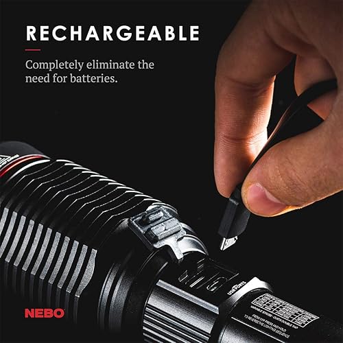 Miniatura 4 de NEBO Redline 6K lumen (6000 lúmenes) linterna LED recargable de alta potencia 6822 con paquete de luces de lectura LED alimentadas por USB