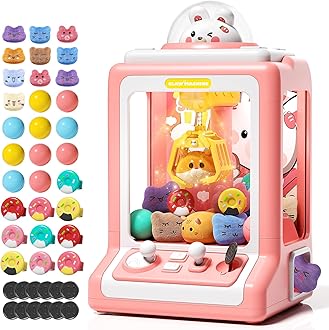- Claw Machine for Kids - Mini Vending Machine with Volume Control & Music, Electronic Rabbit Prize Dispenser Toys with 30 Prizes (Plush, Eggs), Party Birthday Gifts for Girls Age 3 4 5 6-8