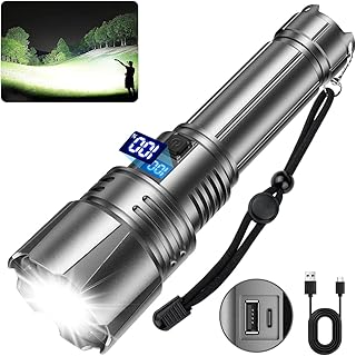 Rechargeable Flashlights High Lumens(Βattery Included), Super Bright 250,000 Lumen LED Flashlight with 5 Modes, Adjustable, Waterproof, Powerful Handheld Flash Light for Camping Hiking
