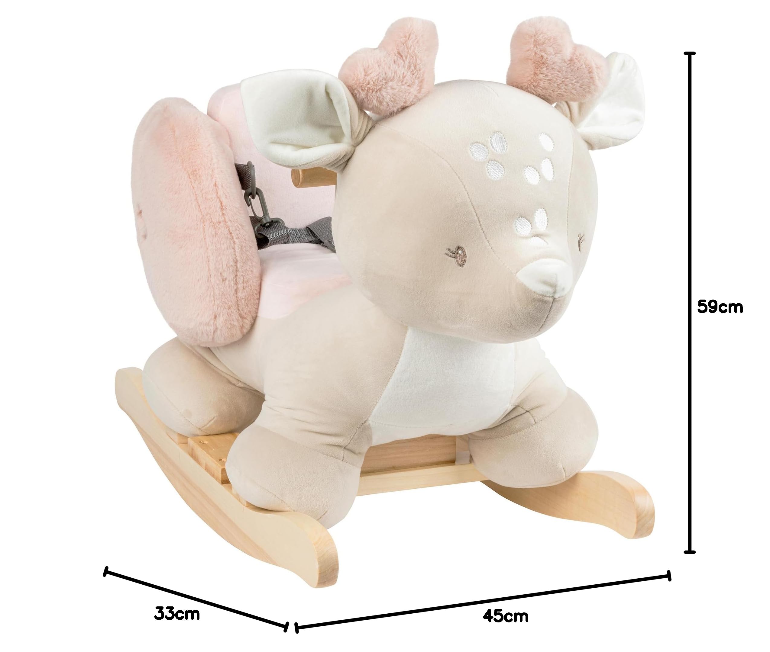 Nattou Animale a Dondolo, Cerbiatto, Cintura di Sicurezza Inclusa, Allegro Dondolio Avanti e Indietro, 100% Poliestere, FanFan, Beige