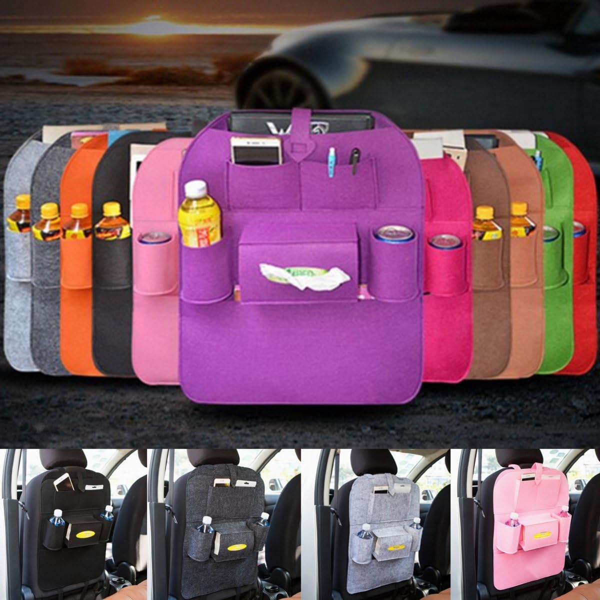 CALAPSTORE 7 Colors Car Trunk Seat Back Folding Oxford Organiser