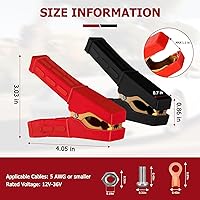 Vista 4 de 1 par de abrazaderas para cable de puente, abrazaderas de batería de cobre puro, abrazaderas de cargador de batería de 4 pulgadas, extremos de cable