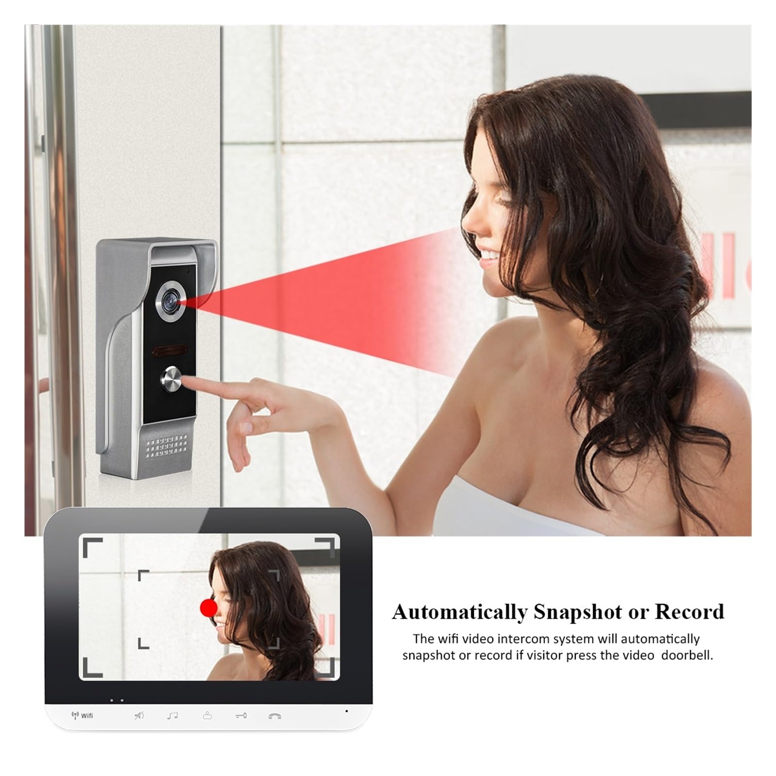 Sonnette sans fil Interphone Vidéo WiFi 7 Pouces Avec Serrure Électrique Sans Fil Visiophone For La Sécurité À Domicile Détection De Mouvement Sonnette pour le bureau de l'école à domicile ( Size : Se