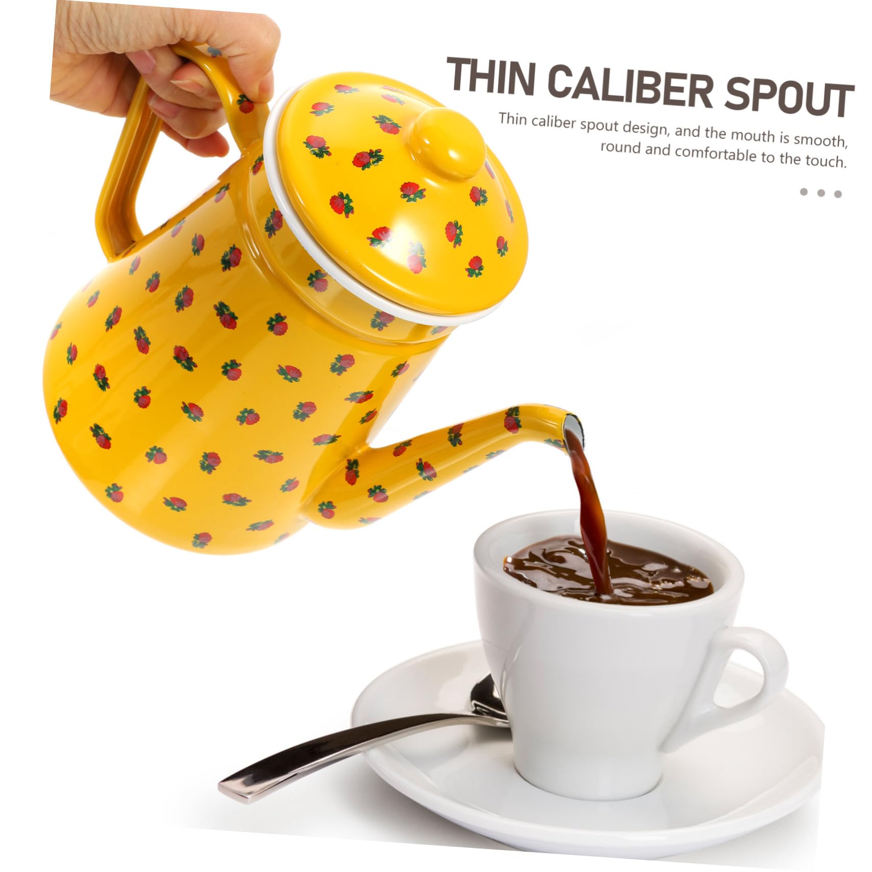 Cabilock Bouilloire Émaillée et Poignée Ergonomique avec Bec Fin Vintage 1,5l pour Bureau et Préparation de Thé la Maison