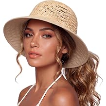 TOP-EX UvcoolixTM Chicpony Cooling UPF80+ Chin Straps Floppy Wide Brim Beach Straw Sun Hat