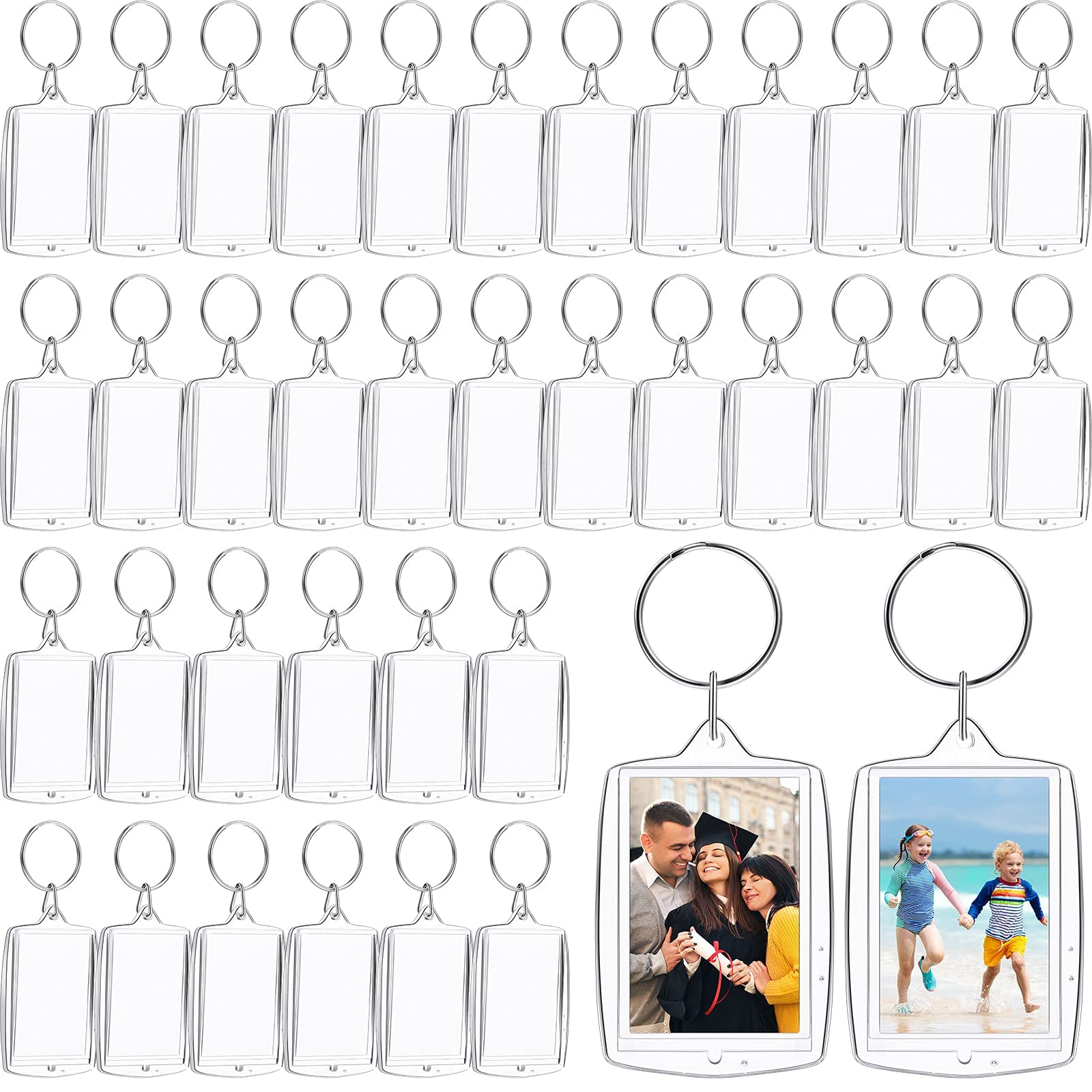 MAKINGTEC 150 Pieces Photo Insert Keychain Clear Acrylic Picture Keychains Picture Frame Key Chain 2.2 x 1.6 Inch Rectangle Blank Photo Keychains for Christmas Valentine Holiday Photo Diaplay Supplies