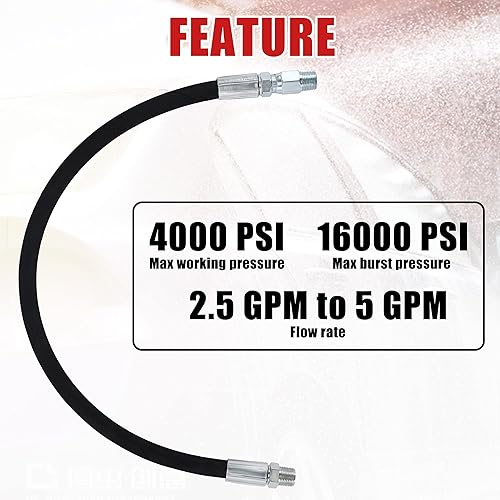 Miniatura 9 de Tool Daily Manguera de látigo para lavadora a presión con giratorio, manguera de conector de carrete de manguera para lavado a presión con juego de