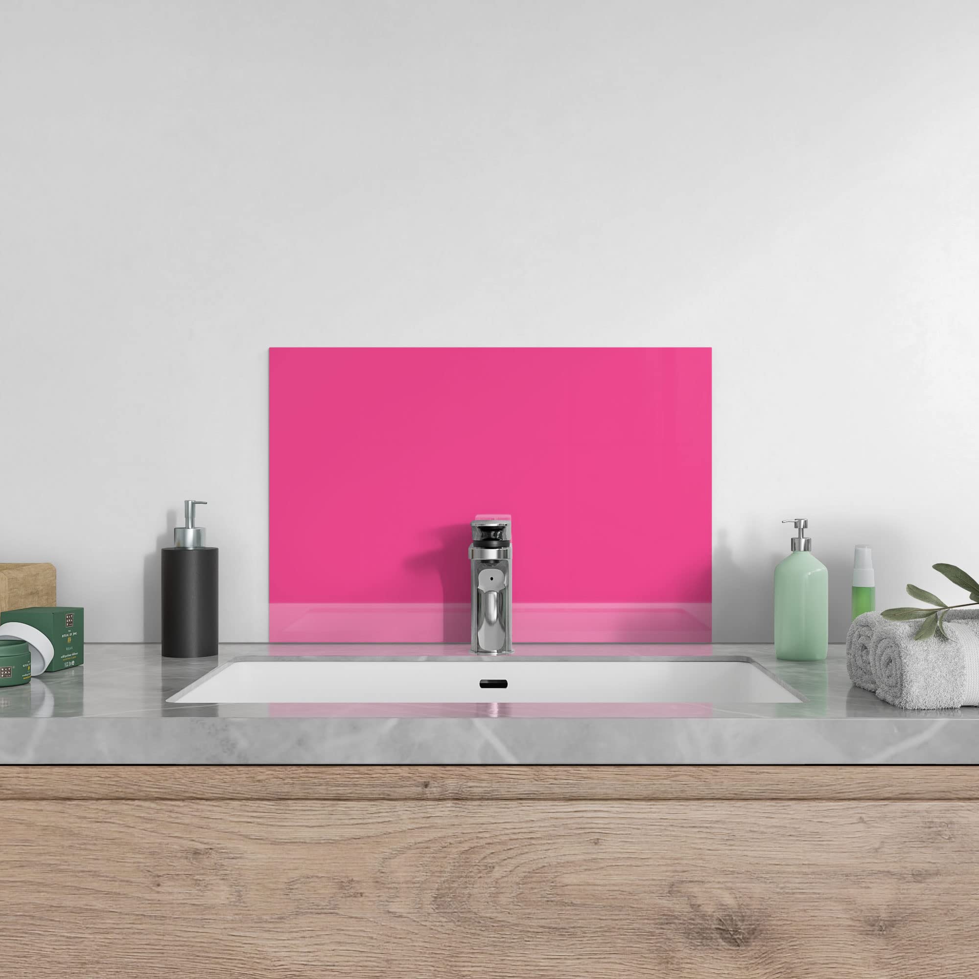 DEQORI Pannello posteriore per cucina in vetro, motivo soffione, 60 x 40 cm, pannello posteriore per bagno o stufa, paraspruzzi per cucina e bagno, decorazione moderna per specchio piastrellato