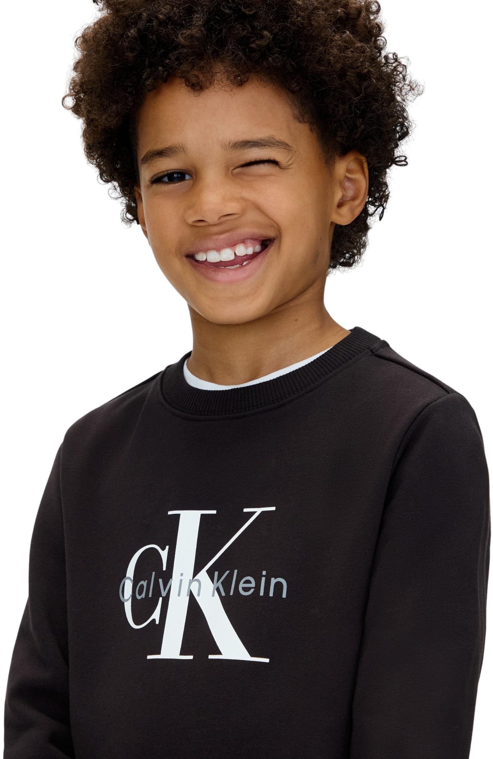 Calvin Klein CK Monogram Terry Cn Sweatshirt Iu0iu00714 Sudadera sin Botones Unisex Adulto