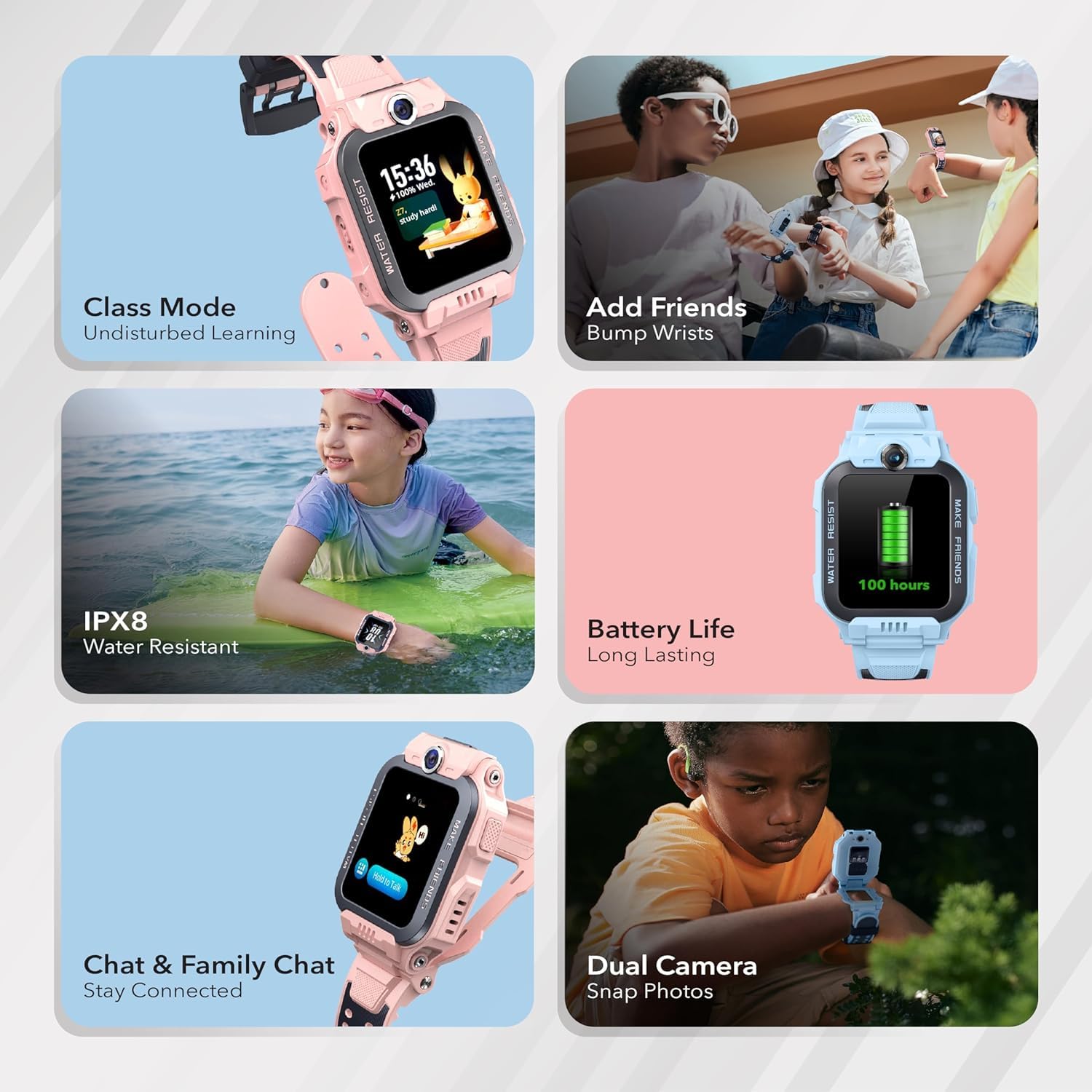 imoo Z7 Reloj Inteligente para Niños con Video Bidireccional, Llamada Telefónica, Localización GPS, Resistencia al Agua IPX8 (Azul)