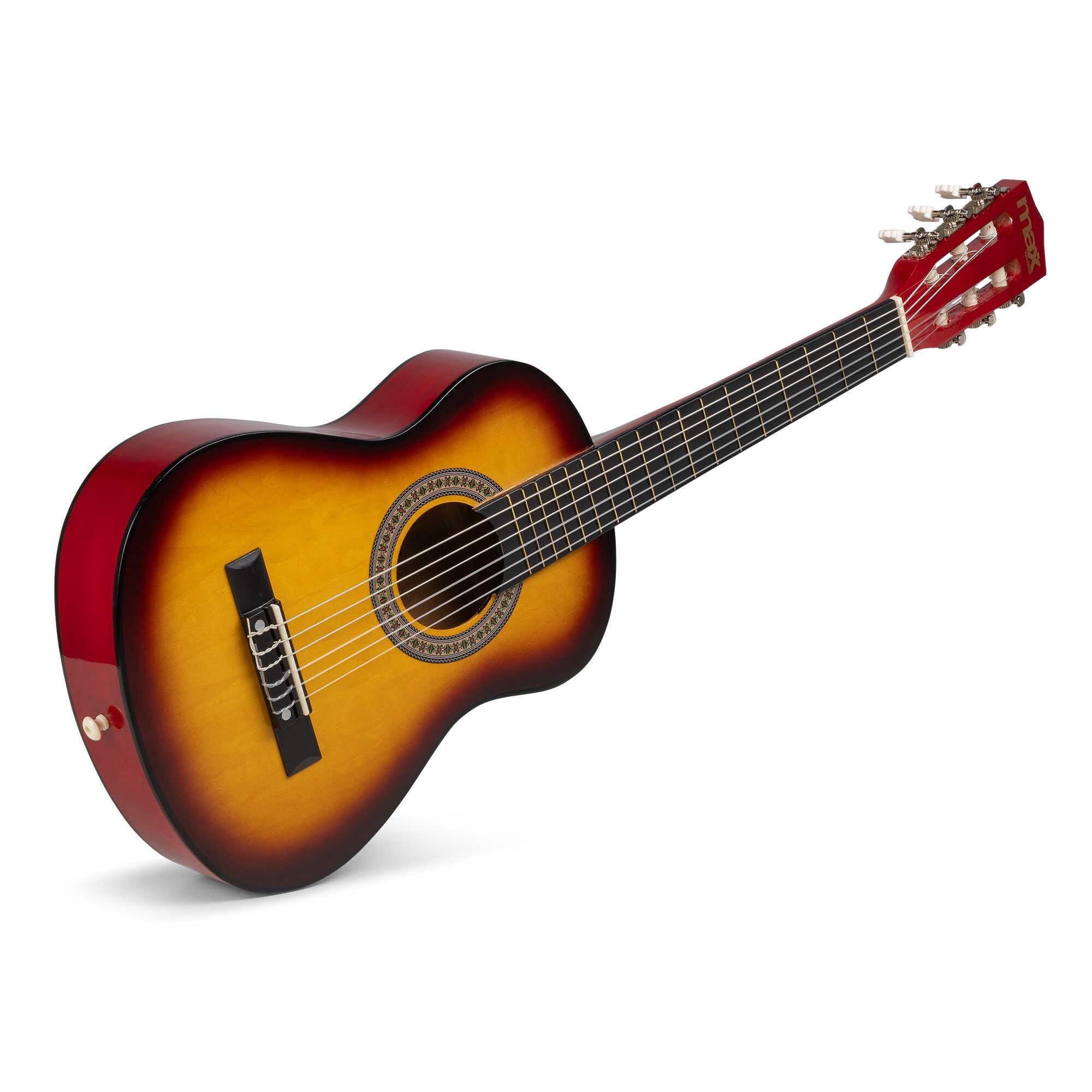MAX SoloArt Junior 1/4 guitarra infantil clásica con soporte MAX GP20, funda mochila, afinador digital, cuerdas extra, púas y correa, para niños principiantes de 3 a 6 años