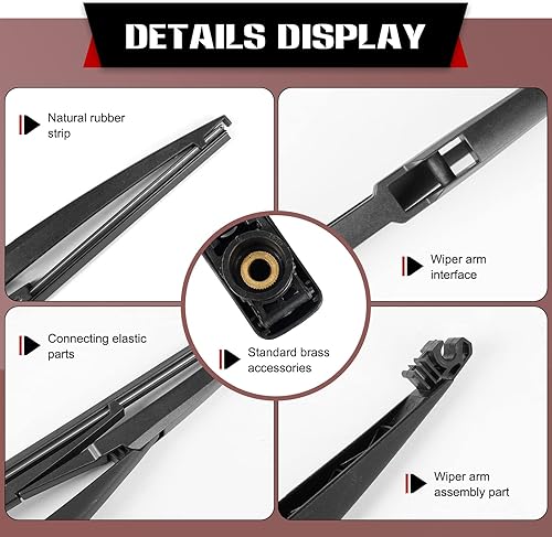 Miniatura 4 de OTUAYAUTO Repuesto de limpiaparabrisas trasero para Dodge Durango 2011-2022, accesorios de brazo de limpiaparabrisas trasero, kit de cubierta de