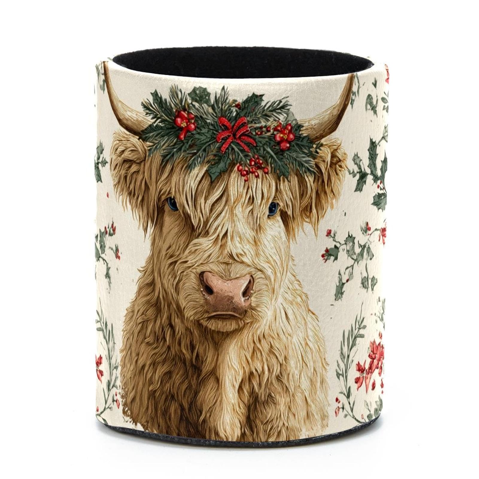 VAPOKF Round Pencil Holders for Desk, Highland Cow Pen Holders Pen Pot Makeup Brushes Storage Desktop Stationery Supplies Organiser for Home Office