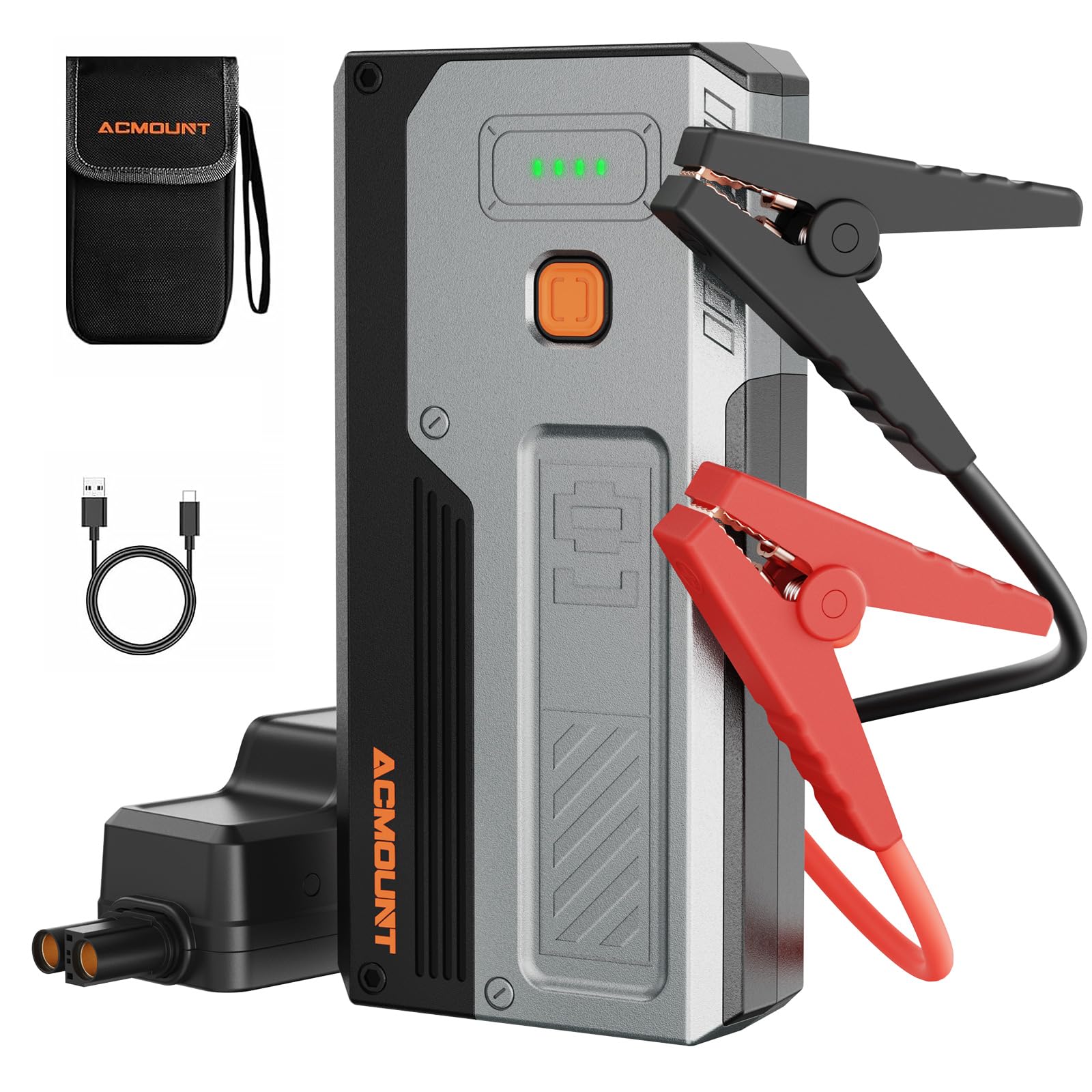 Acmount Car Jump Starter 4000A,Portable Car Battery Jump Starter for Up to 8L Gas & 6.5L Diesel Engines, 12V Jump Starter Power Pack with 3 Modes LED Light, USB Quick Charge